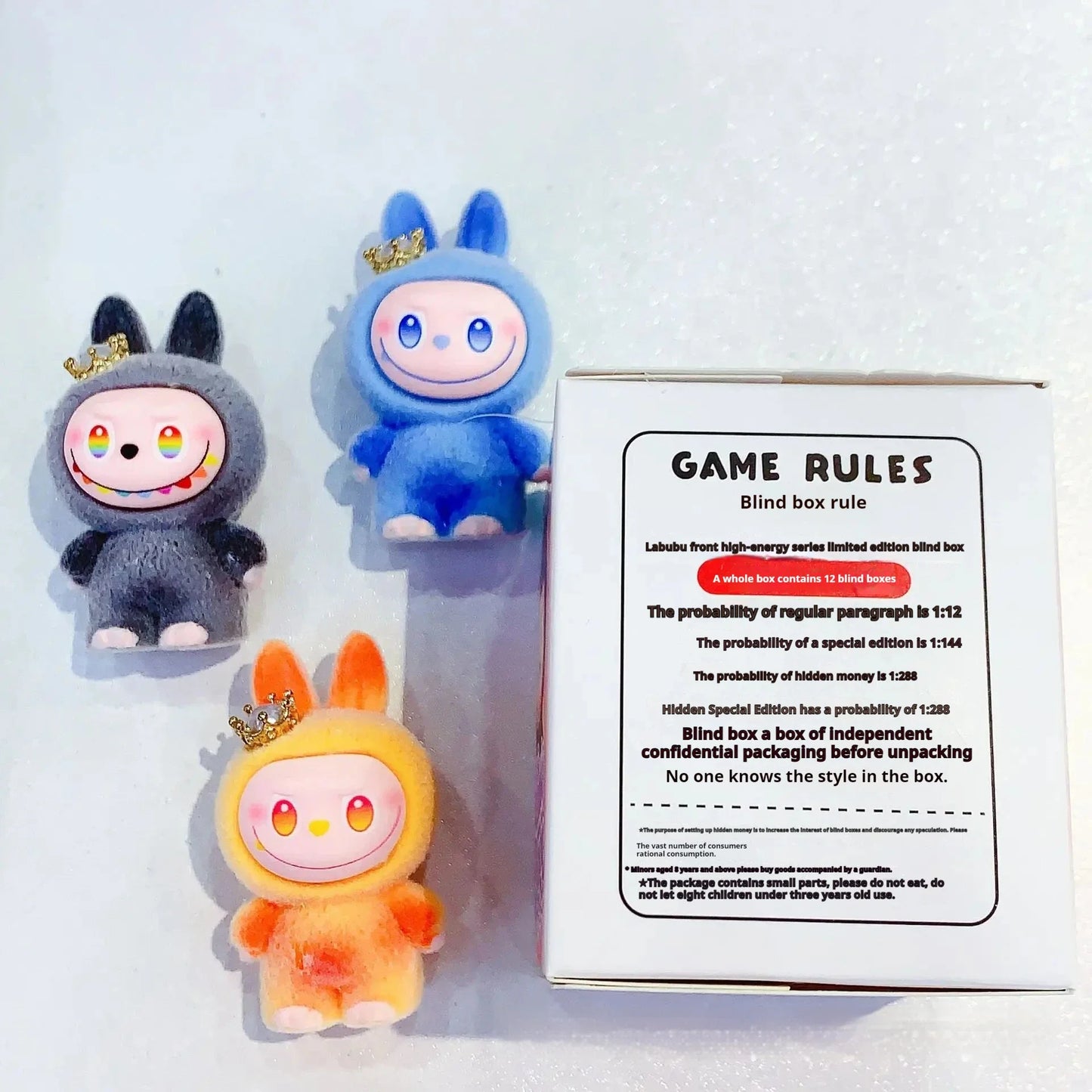 12pcs V3 Big Into Energy Cartoon Flocking Blind Box Cute Doll Desktop Ornaments Surprise Gifts for Kids