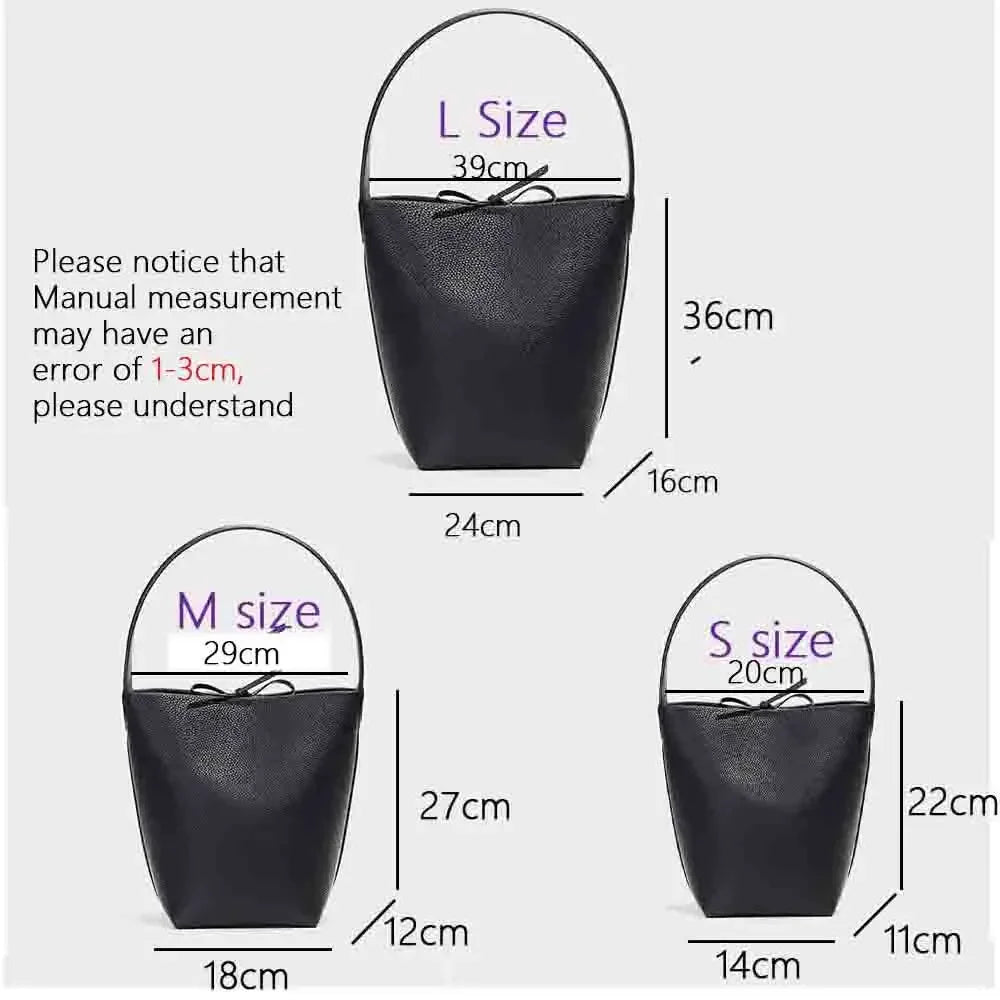 Motingsome Soft Cowhide Women's Bucket Bag – Elegant French Style, Large Tote, Luxury Thick Real Leather, 2022