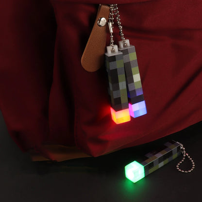 Pixel Mini Torch Keychain - USB Rechargeable LED Flashlight & Backpack Pendant Game Gift