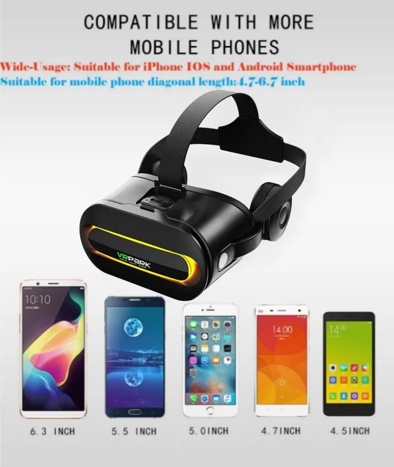 Original J60 4K Wireless VR Glasses – Stereo 3D Virtual Reality Headset for Smartphones Up to 6.7"