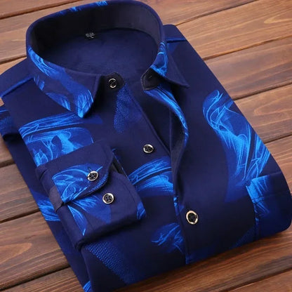 Men's Winter Plaid Flannel Shirt - Thick Fleece-Lined Long Sleeve Warm Casual Dress Shirt