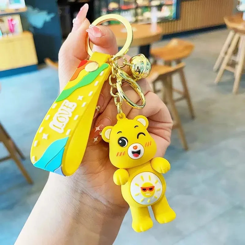 Care Bears Movie II Love Bear Keychain – Cartoon Doll Pendant for Couples & Halloween Gifts