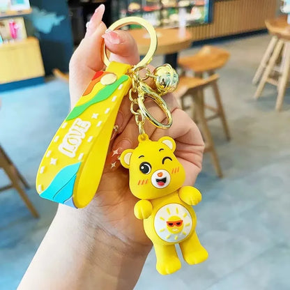 Care Bears Movie II Love Bear Keychain – Cartoon Doll Pendant for Couples & Halloween Gifts