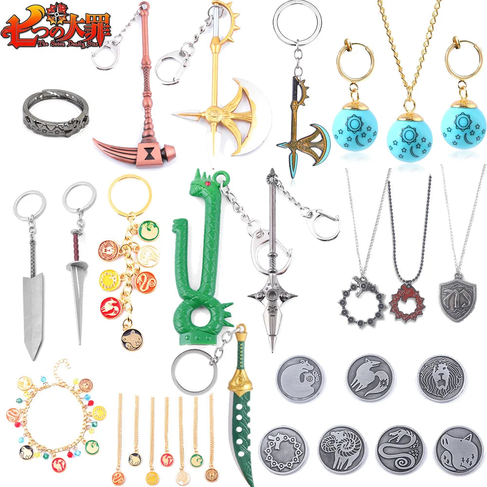 Seven Deadly Sins Anime Keychain - Meliodas & Hawk Pendant Key Ring Jewelry Souvenir for Fans