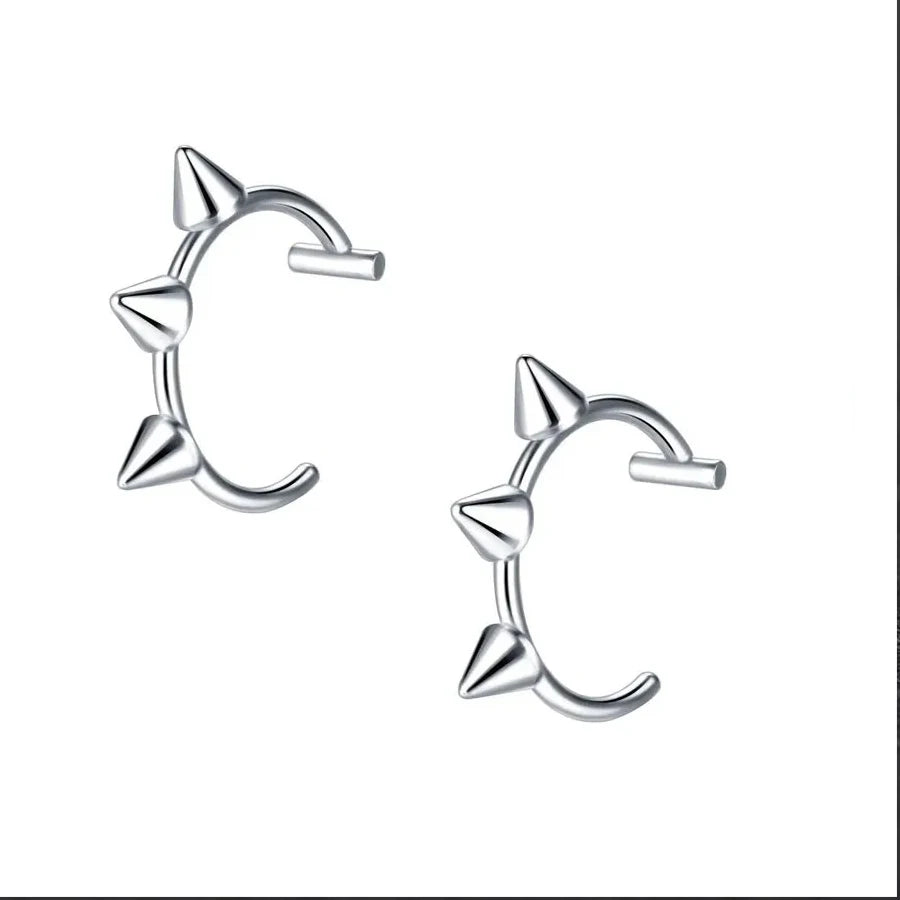 2PCS Trendy 10mm Stainless Steel Punk Clip-On Fake Piercing – Unisex Nose & Lip Rings, Tusk Body Jewelry for Men & Women