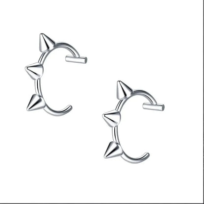 2PCS Trendy 10mm Stainless Steel Punk Clip-On Fake Piercing – Unisex Nose & Lip Rings, Tusk Body Jewelry for Men & Women