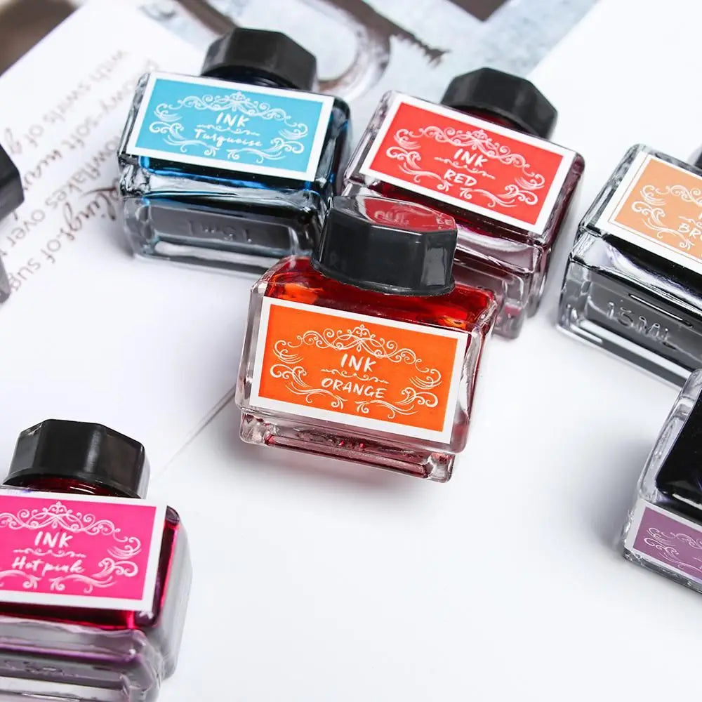 15ml Carbon-Free Fountain Pen Ink — Non-Carbon Ink Bottle for Stationery & Printing