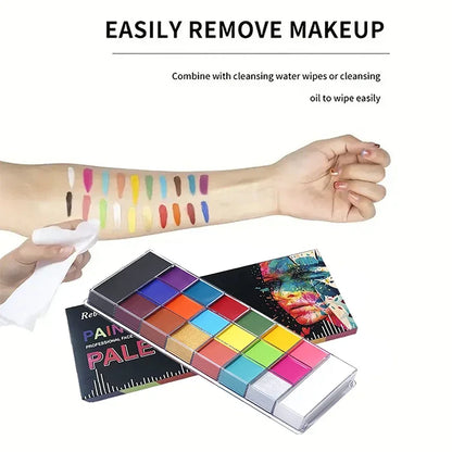 20-Color Face & Body Paint Set - Non-Toxic Kids Makeup with Brush for Halloween & Cosplay