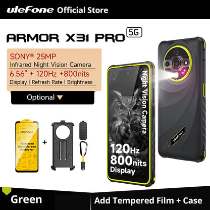 【World Premiere】Ulefone Armor X31 Pro 5G Rugged Smartphone – Android 14, 6.56” Display, 16GB+256GB, 64MP Night Camera, 6050mAh, NFC