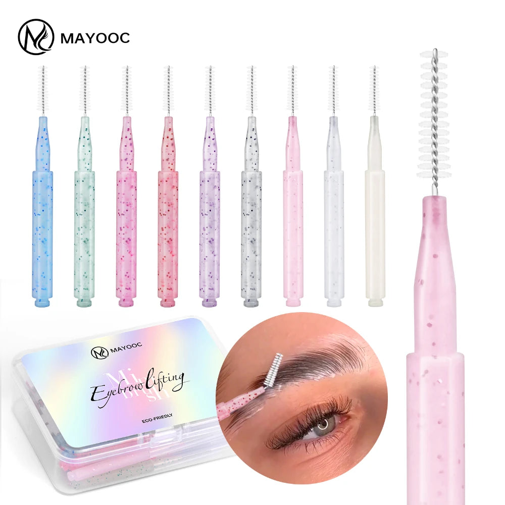 MAYOOC Mini Eyebrow Brush – Disposable Brow Lifting & Perm Brushes, Bendable Micro Eyelash Applicators Tools