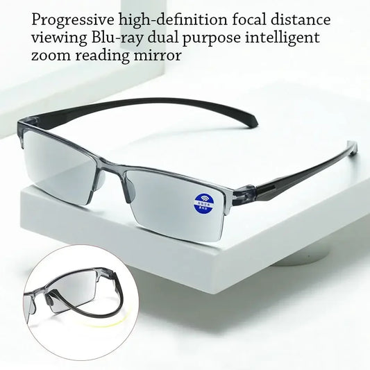 Smart Automatic Zoom Reading Glasses – Autofocus Anti-Blue Ray Half-Rim Eyewear for Near & Far Vision