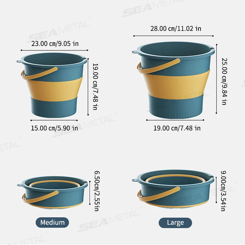 SEAMETAL Foldable Car Wash Bucket - 5L/10L Portable Thickened Plastic Water Bucket for Camping, Fishing & Outdoor Use