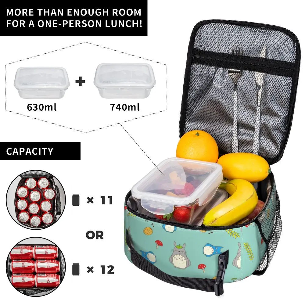 Totoro Miyazaki Anime Insulated Lunch Tote Bag – Portable Thermal Cooler for School & Office