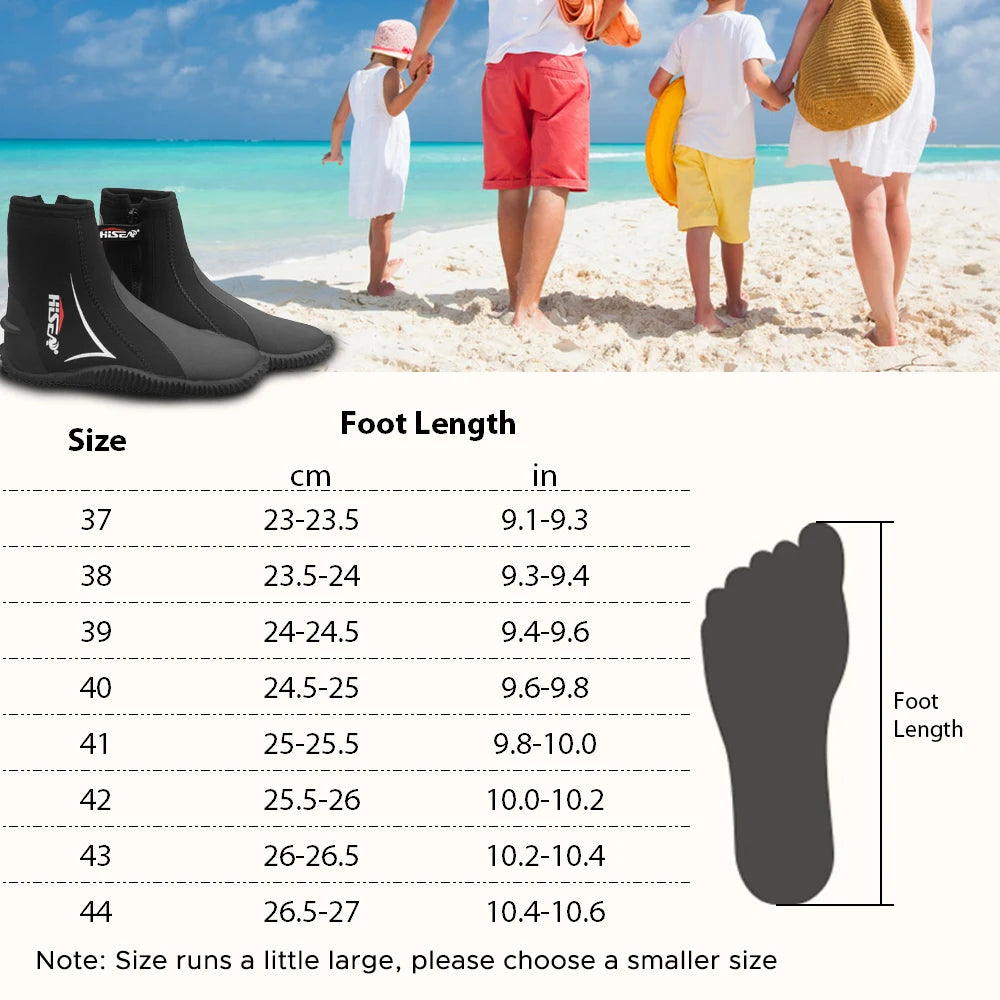 5mm Neoprene Dive Boots with Side Zipper – Wetsuit Boots for Men & Women, Snorkeling, Scuba Diving, Barefoot Beach Shoes