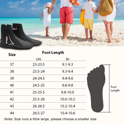 5mm Neoprene Dive Boots with Side Zipper – Wetsuit Boots for Men & Women, Snorkeling, Scuba Diving, Barefoot Beach Shoes