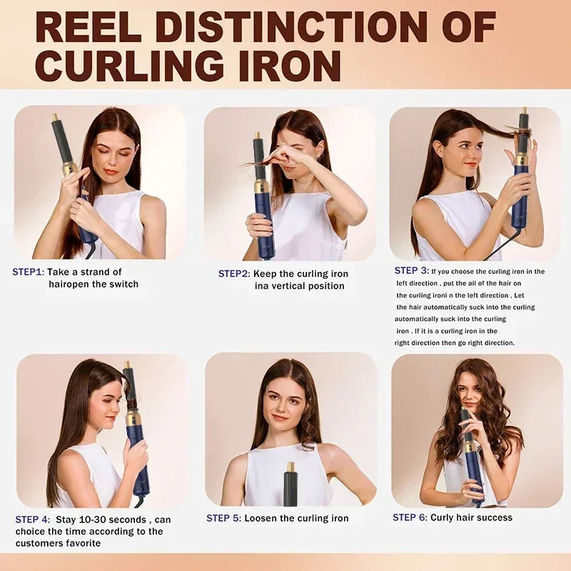 5-in-1 Hair Dryer Comb Set – Professional Hot Air Styler for Curling, Straightening & Volumizing Hair at Home