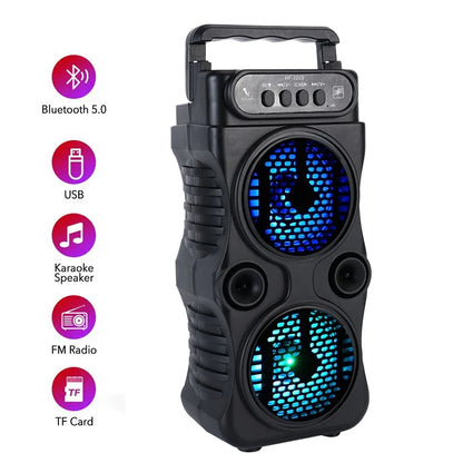 Portable Wireless Bluetooth Speaker – Dual 3" Stereo Subwoofer with Deep Bass, USB Powered for Parties, Dancing & Karaoke