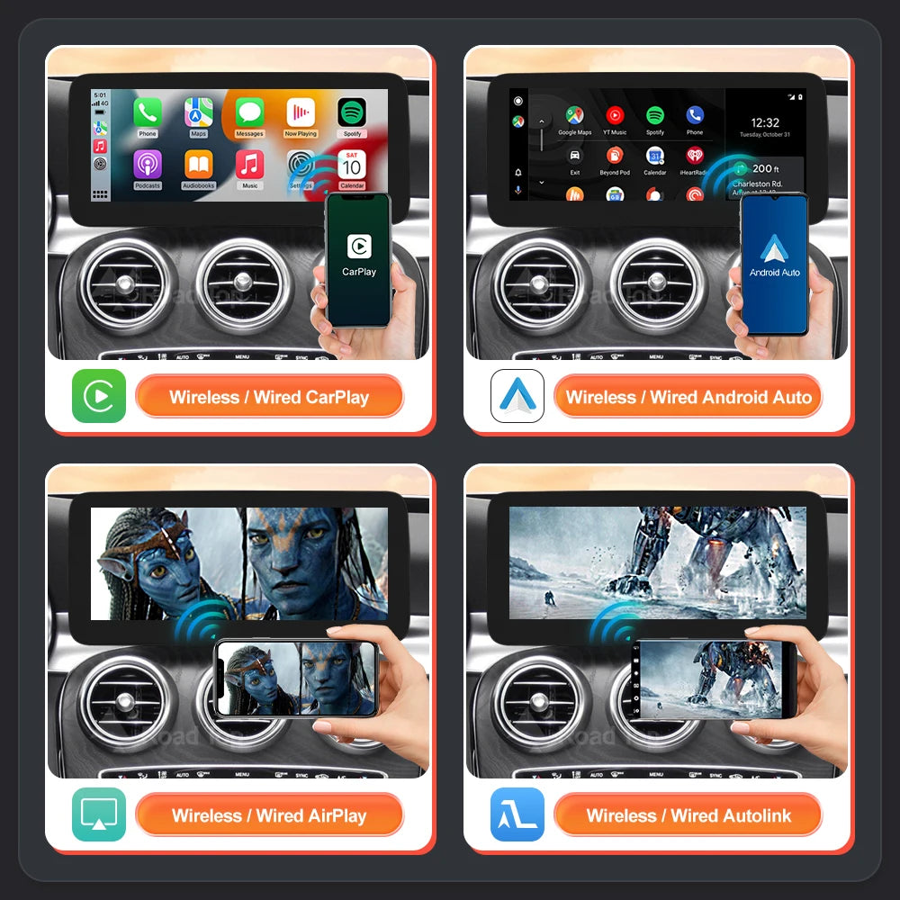 1920x720 Multimedia Touch Screen - Wireless CarPlay & Android Auto for Mercedes-Benz C Class W205, GLC, V Class W447 (2015-2018) NTG5.0