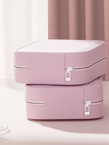 LED Makeup Bag with Mirror – Portable Cosmetic Storage for Women, Small Lipstick & Brush Organizer with Wireless Light