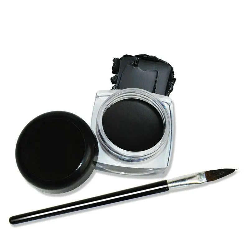 Black Eyeliner Cream - Waterproof, Long-Lasting Gel with Brush Set for Stunning Eyeshadow & Eyeliner Makeup!