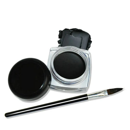 Black Eyeliner Cream - Waterproof, Long-Lasting Gel with Brush Set for Stunning Eyeshadow & Eyeliner Makeup!