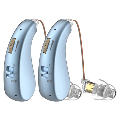 2 Sets of Mini Digital Hearing Aids – Rechargeable Adjustable Earphones for Elderly, Portable Amplifiers