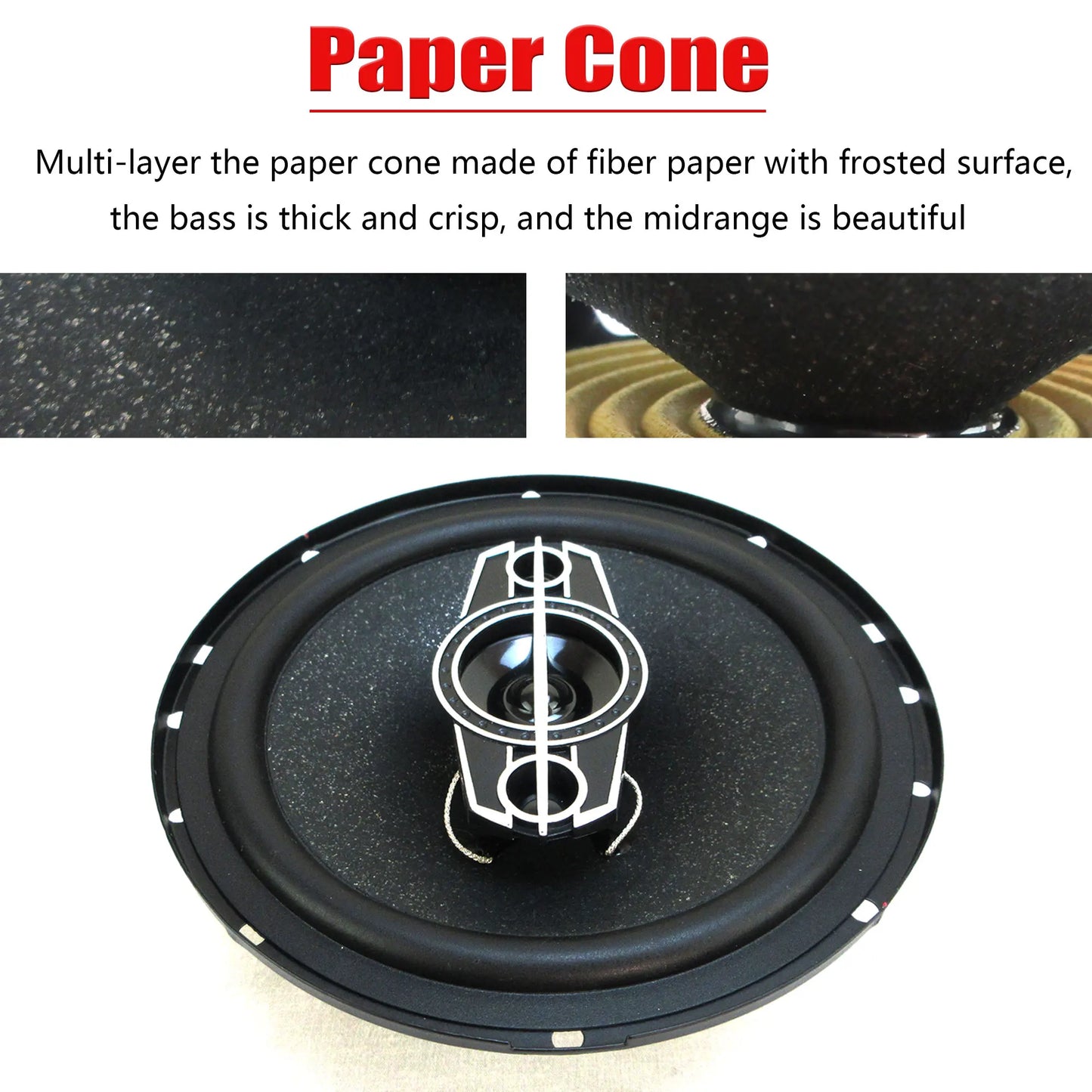 6.5 Inch 880W 4-Way Universal Car Coaxial Speakers - Full Range HiFi Stereo with Non-Destructive Installation
