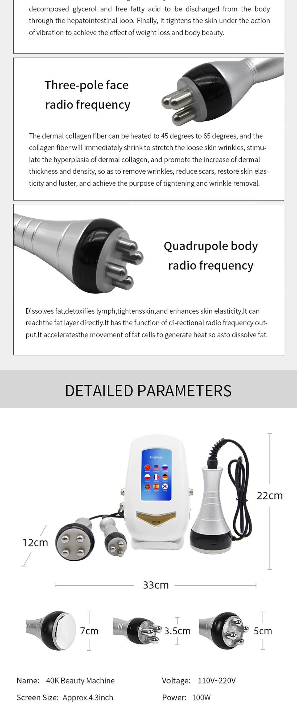 2022 Ultrasonic Cavitation & Radiofrequency Body Massager – Weight Loss, Body Shaping, and Fat Burning Machine