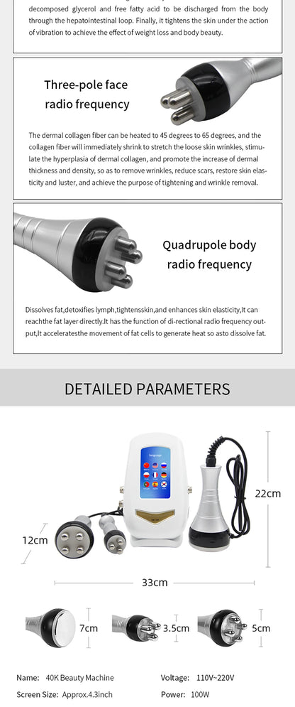 2022 Ultrasonic Cavitation & Radiofrequency Body Massager – Weight Loss, Body Shaping, and Fat Burning Machine