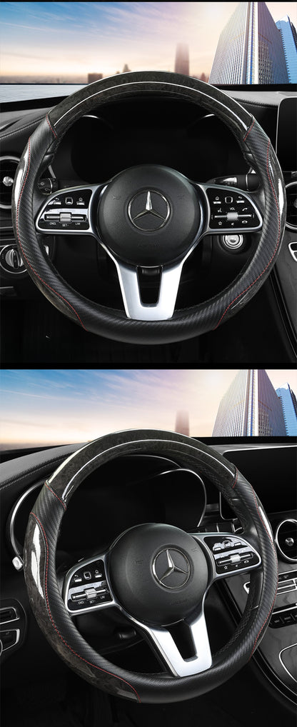 Peach Wood Grain Car Steering Wheel Cover — Non-Slip, Four Seasons, Fits 14.5-15" Wheels