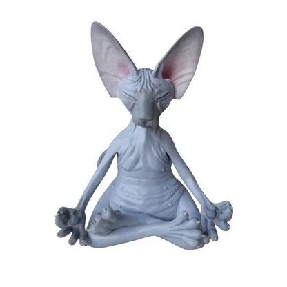 Whimsical Buddha Sphynx Cat Figurine – Meditation Yoga Happy Cat Sculpture for Garden & Home Decor