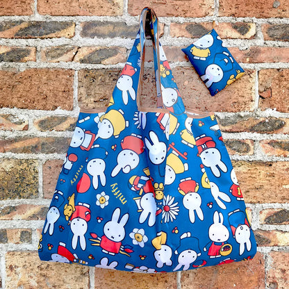 Miffy Rabbit Folding Shopping Bag - Extra-Large Waterproof Nylon Tote for Groceries, Travel, and Everyday Storage
