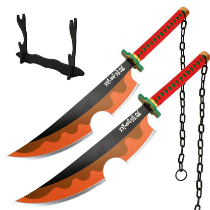 41" Demon Slayer Tanjiro Katana Sword – Samurai Cosplay Prop with Belt & Holder for Halloween Decoration