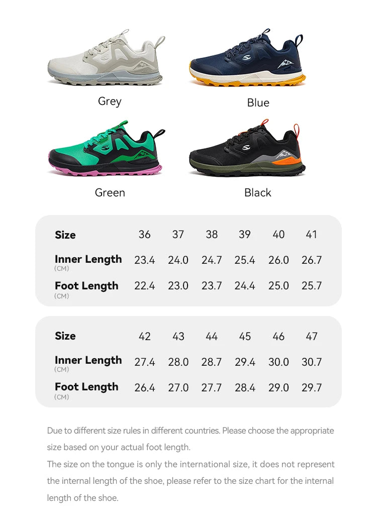 HOBIBEAR Unisex Hiking Shoes | Trail Running Outdoor Sneakers for Men & Women, Non-Slip Lace-Up Walking Shoes