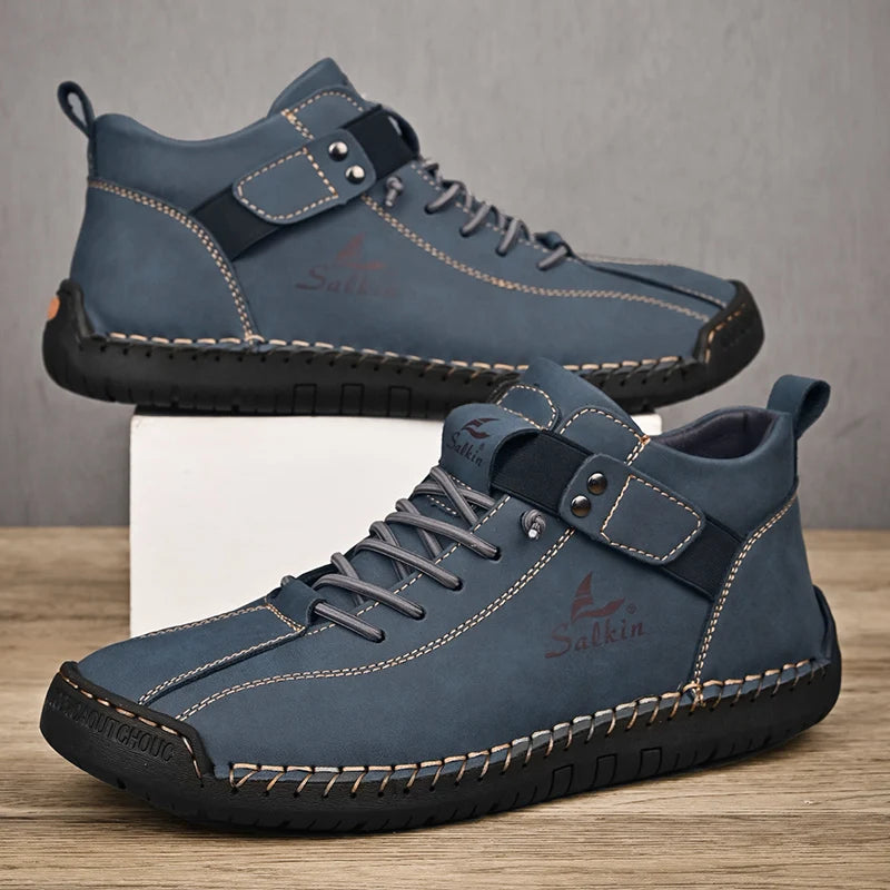 2024 Handmade Leather Casual Men’s Shoes - Breathable Sneakers & Ankle Boots for Outdoor Wear