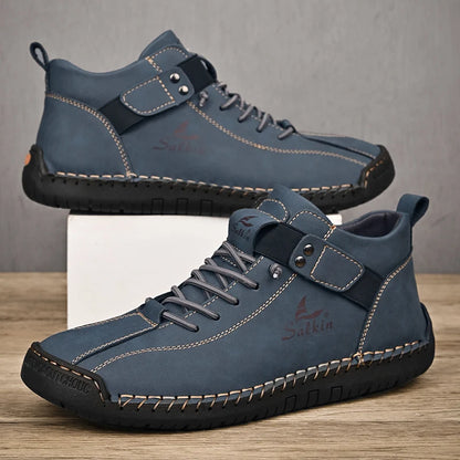 2024 Handmade Leather Casual Men’s Shoes - Breathable Sneakers & Ankle Boots for Outdoor Wear