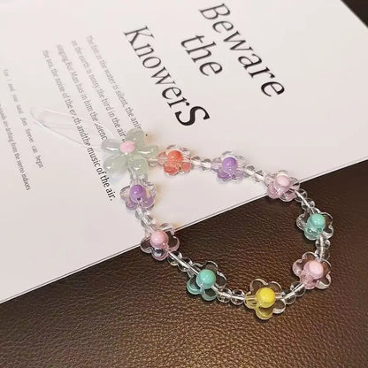 Colorful Macaron Beaded Phone Lanyard Wrist Strap – Anti-Lost Short Handheld Mobile Phone Chain Pendant for Women