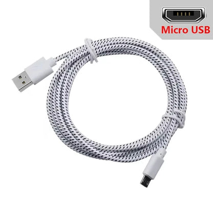 2.4A Micro USB Cable – Nylon Braided 0.5m/1m/2m/3m for Data Sync & Charging, Compatible with Samsung, Huawei, Xiaomi, Android