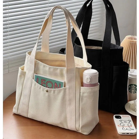 Large Capacity Canvas Tote Bag: Ideal for Work, Commuting, College Style - Student Shoulder Bag for Books & Outfits