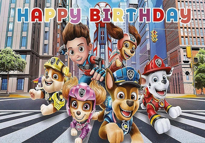 Paw Patrol Birthday Party Backdrop – Kids Party Decorations, Photography Background & Baby Shower Banner