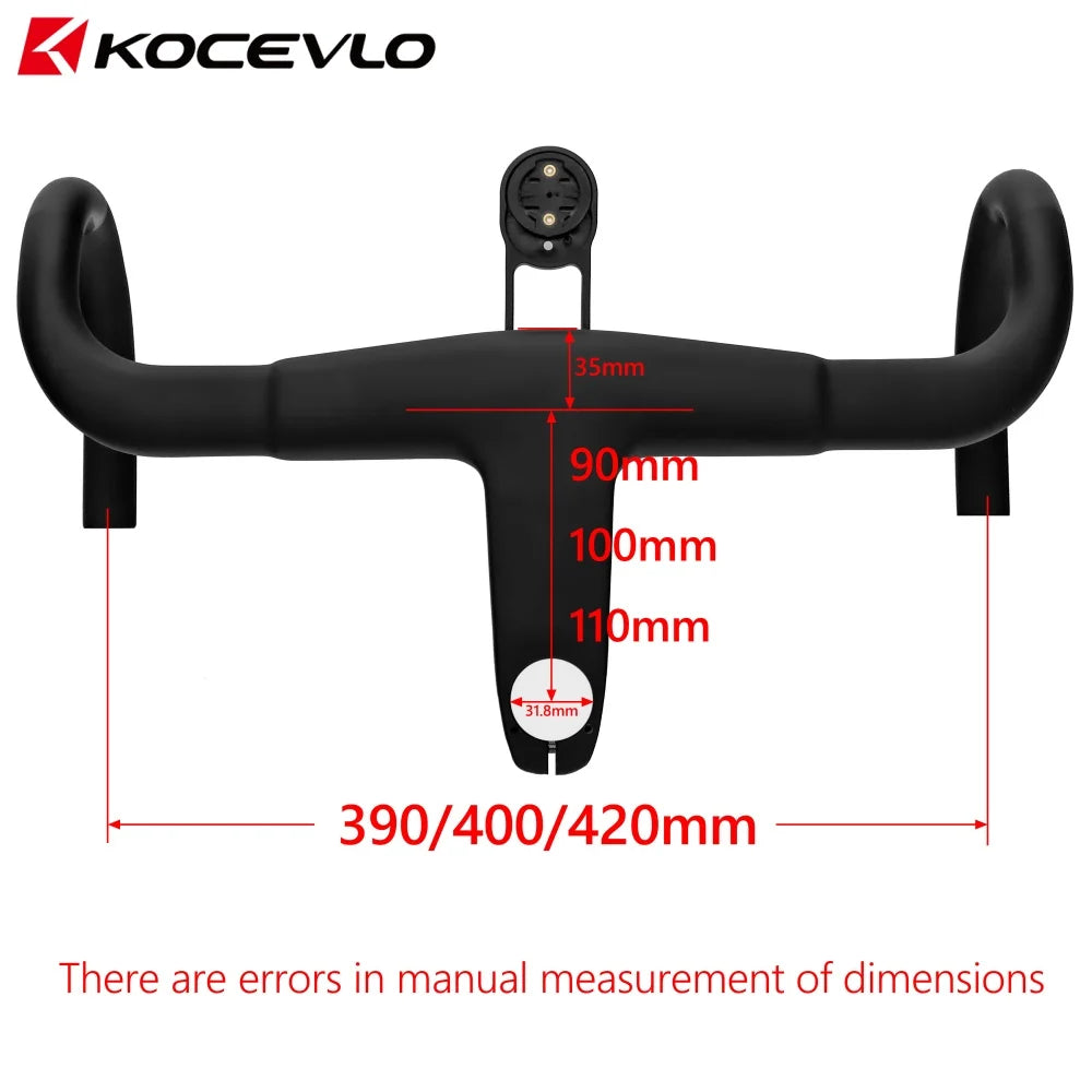 KOCEVLO H11 Carbon Road Bike Handlebar with Stem - Integrated Handlebar 370/390/400/420mm for 28.6/31.8mm Systems