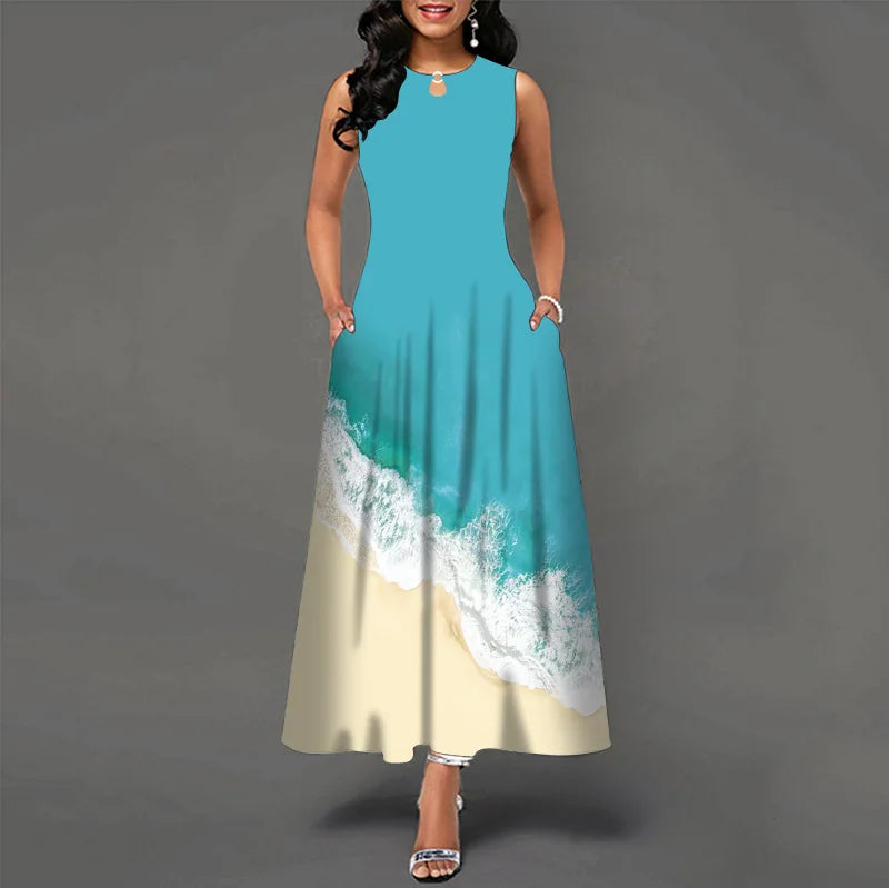 Women’s Loose Floral Vintage Maxi Dress – Ruffled Summer Party Camis, Elegant Big & Large Size Dress