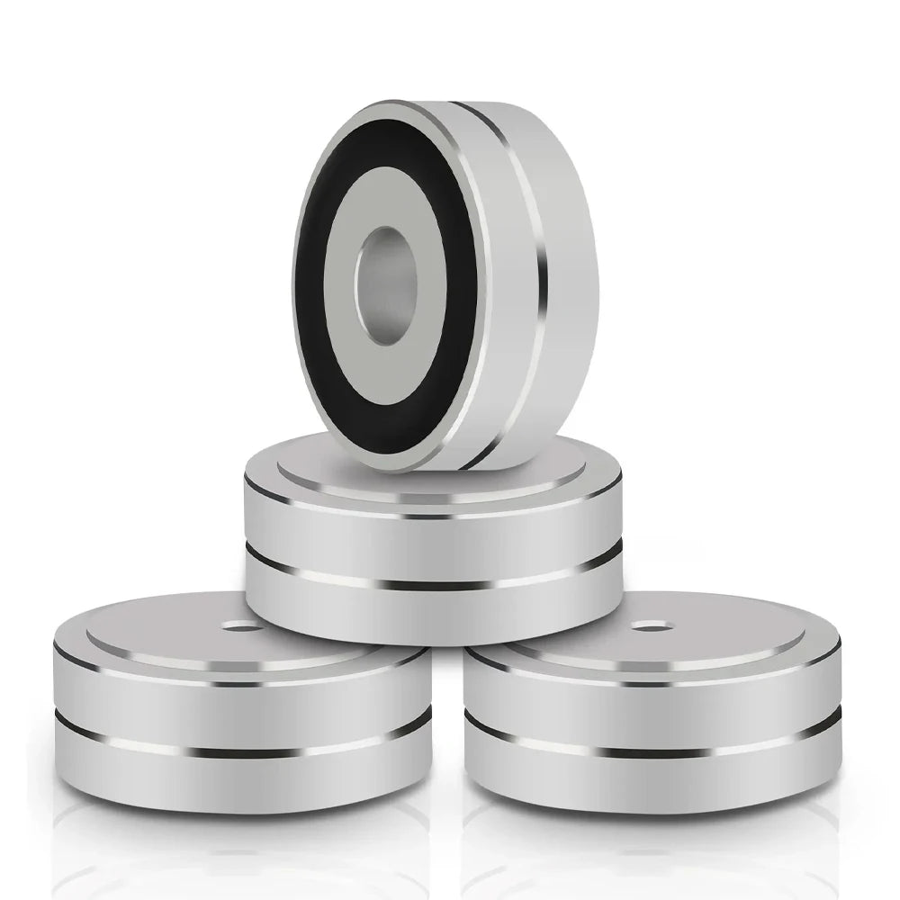4PCS Aluminum Speaker Isolation Feet – 40x15mm Audio Equipment Feet with Non-Slip Rubber Rings
