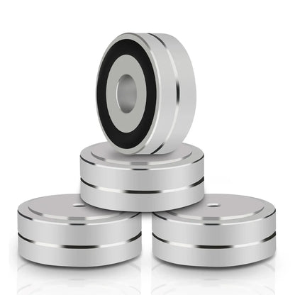 4PCS Aluminum Speaker Isolation Feet – 40x15mm Audio Equipment Feet with Non-Slip Rubber Rings