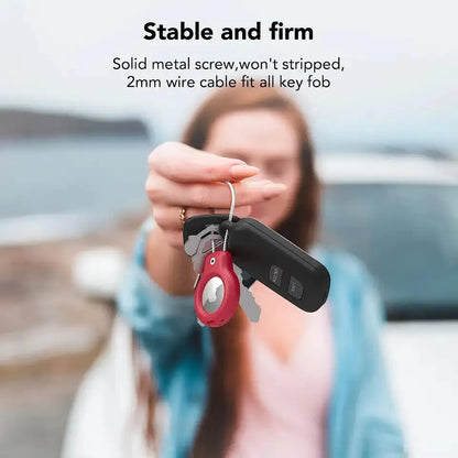 Apple AirTag Secure Holder – Wire Cable Lock Case Keychain for Keys, Luggage Tags, and Key Rings