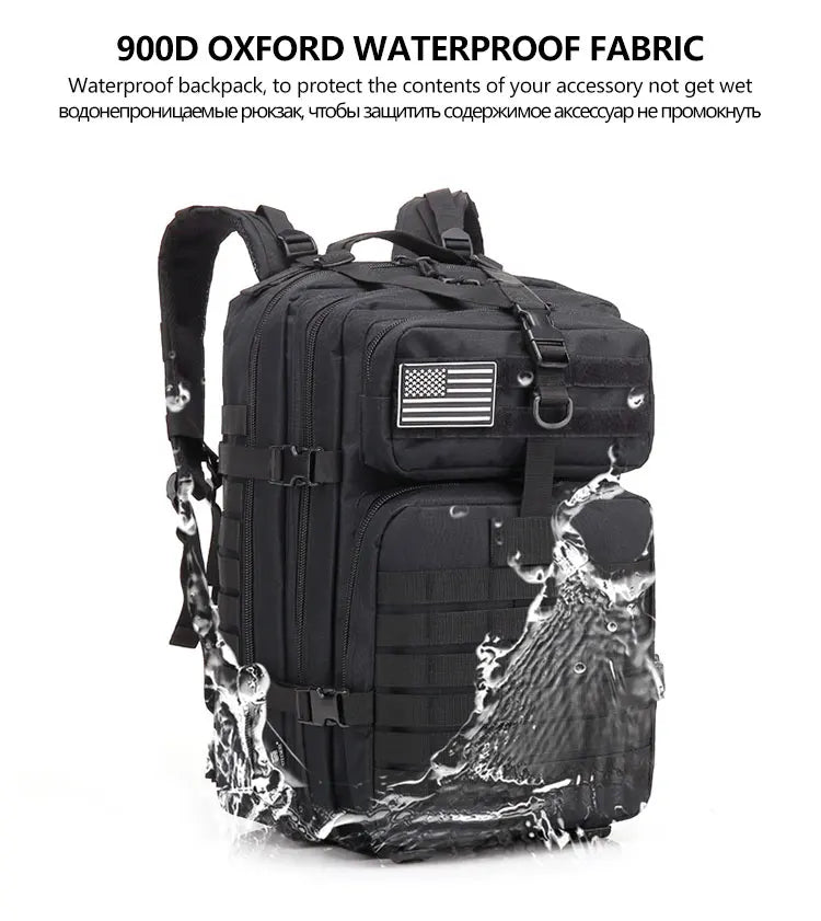 50L Tactical Backpack – Large Capacity Men’s Waterproof Rucksack for Hiking, Camping, Hunting & Outdoor Adventures