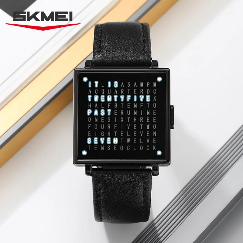 SKMEI 2388 Luxury Digital LED Watch for Men – Waterproof, Date Display, Leather Strap Wristwatch