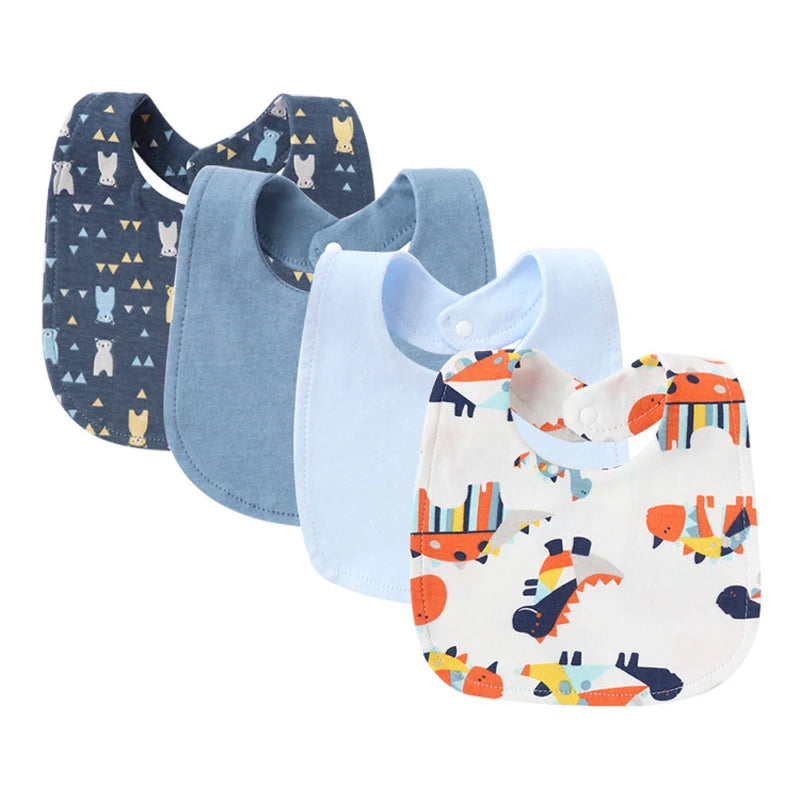 4Pcs Baby Bibs – Cotton Newborn Bibs for Girls & Boys, Infant Accessories, Toddler Saliva Towels for Baby Care