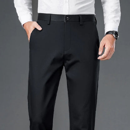 Men's Lightweight Business Casual Pants – Stretch Quick-Dry Straight Leg Trousers in Black & Deep Blue