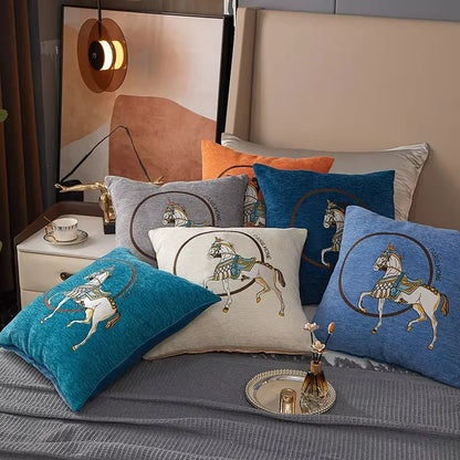 Croker Horse 45cm Throw Pillow Cover – Luxury Embroidered Cushion Cover for Sofa & Couch, 1-Pack